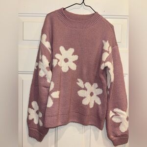Carter's Mauve and White Floral Turtleneck Sweater